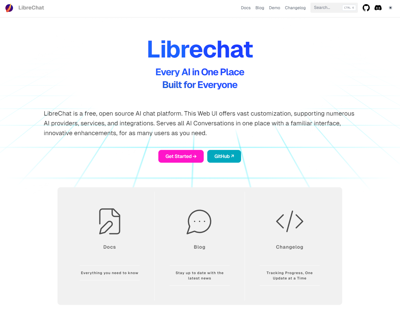 Screenshot of LibreChat website