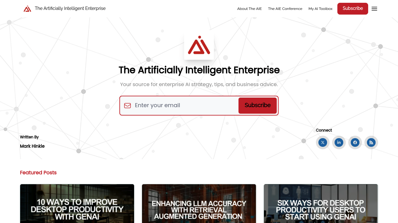 Screenshot of The Artificially Intelligent Newsletter website