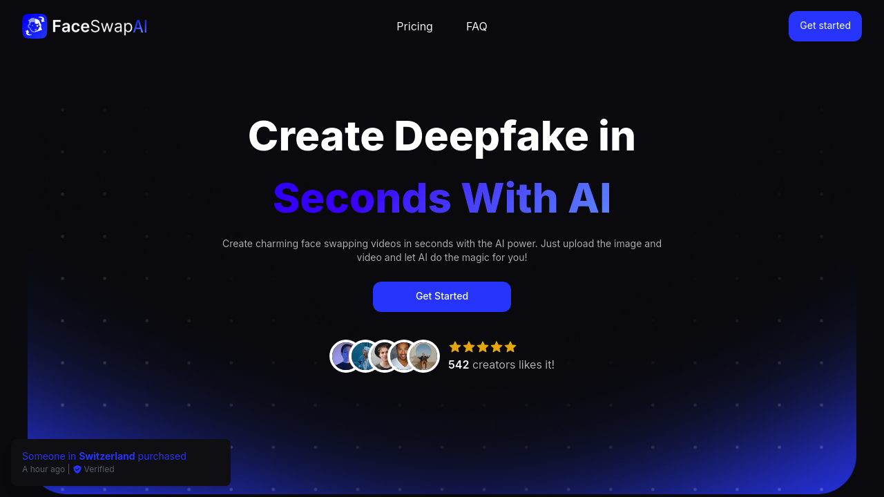 Screenshot of Video Face Swap AI website